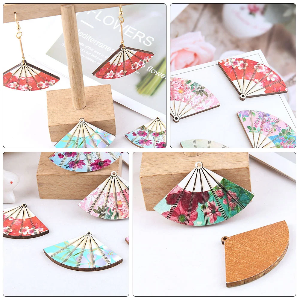 9 Pcs DIY Materials Fan Pendant Hanging Sector Decoration Shaped Charm Pendants