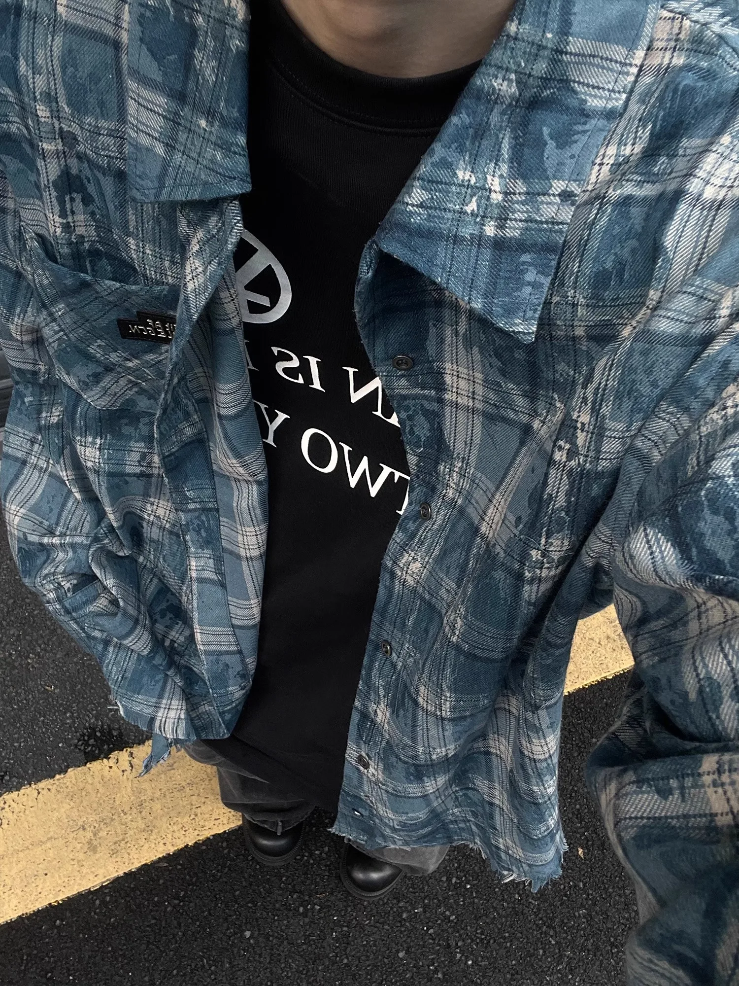 

Мужская повседневная свободная куртка в стиле ретро с эффектом тай-дай и клетчатым узором, модный расклешенный дизайн для пар