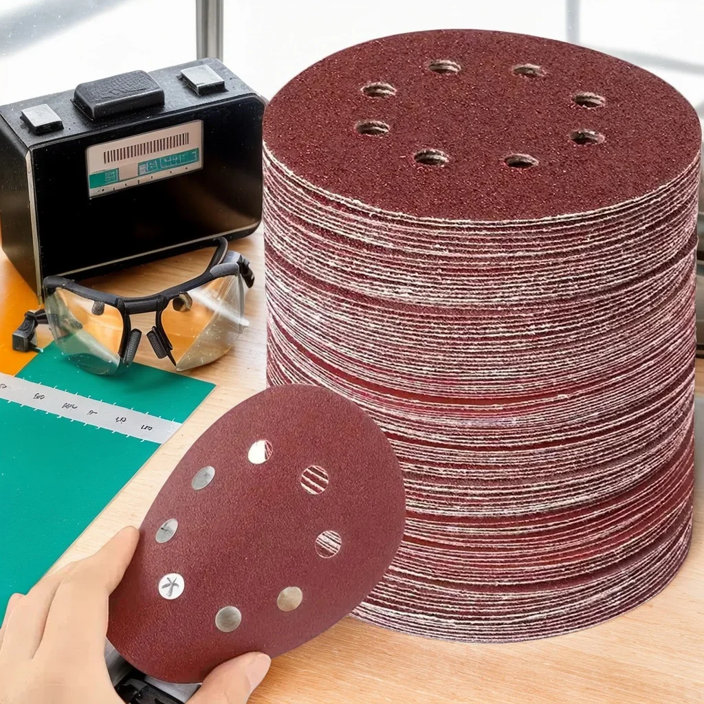 

​ ​ 5-дюймовые шлифовальные диски с зернистостью 80 — абразивные материалы из оксида алюминия с 8 отверстиями для полировки металла/дерева ​ ​