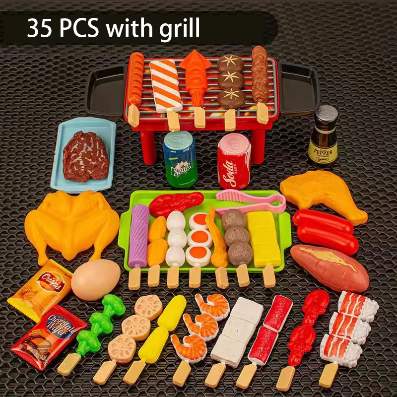 เด็กจําลองบาร์บีคิวชุดของเล่น BBQ Cooking Pretend Play ของเล่น Interactive ย่างเล่นอาหารเครื่องครัว Playset สําหรับเด็ก