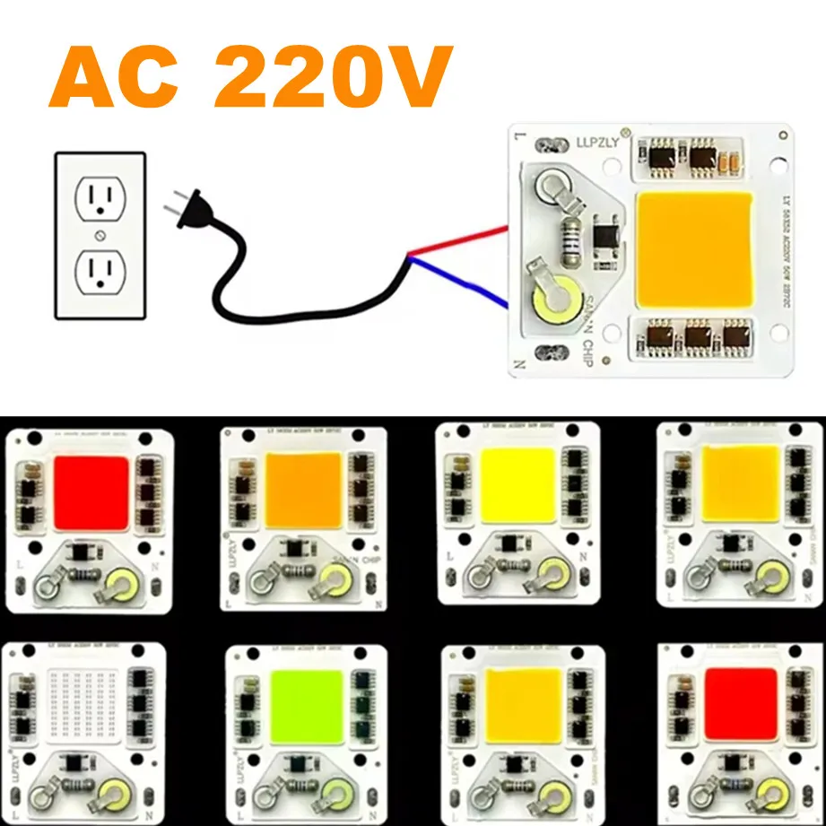 50W COB Light Source Smart IC No Need Driver AC 220V DIY Flood light LED Bulb Spotlight COB LED Chip Lamp For Outdoor Lighting