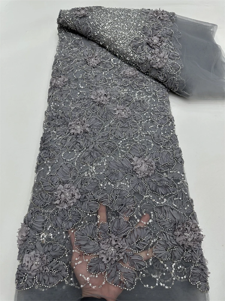 2025 أحدث الفرنسية ثلاثية الأبعاد تول أقمشة الدانتيل مطرز عالية الجودة الأفريقي صافي شبكة أقمشة الدانتيل مع الترتر لفساتين الحفلات المسائية
