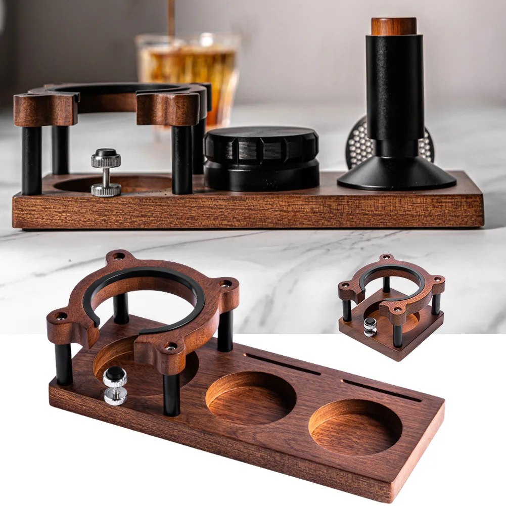 1PCS Coffee Tamper Mat Station Stand Portafilter Holder Wood Base Rack For 51MM 54MM 58MM Coffee Accessories For Home Office