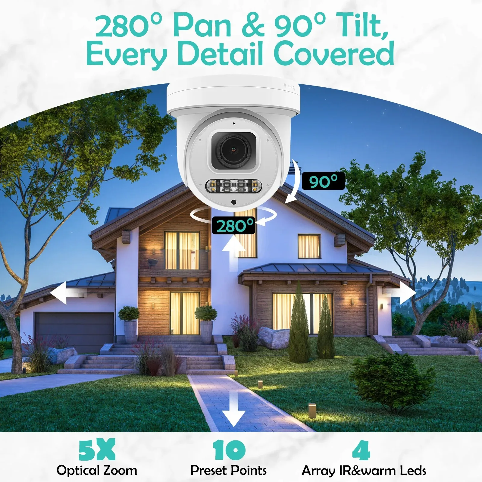 IMX415 PTZ POE 8MP 4K IP Camera 5X Optical Zoom Color Night Vision CCTV Security Video Surveillance Two Way Audio