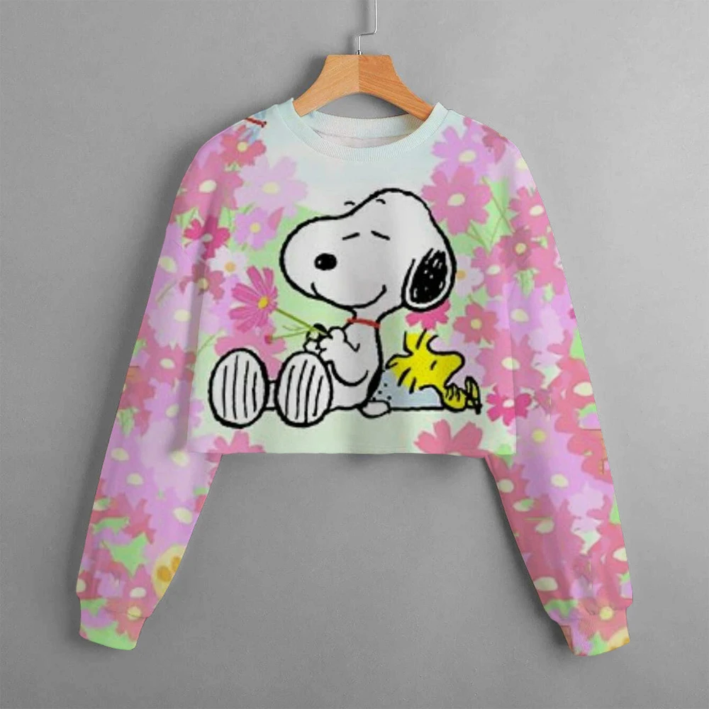 Snoopy White Cartoon Anime Children Pullover Tops 2024 New Fashion Boy Girl Kids Hoodies Spring Autumn Children's Sweatshirt