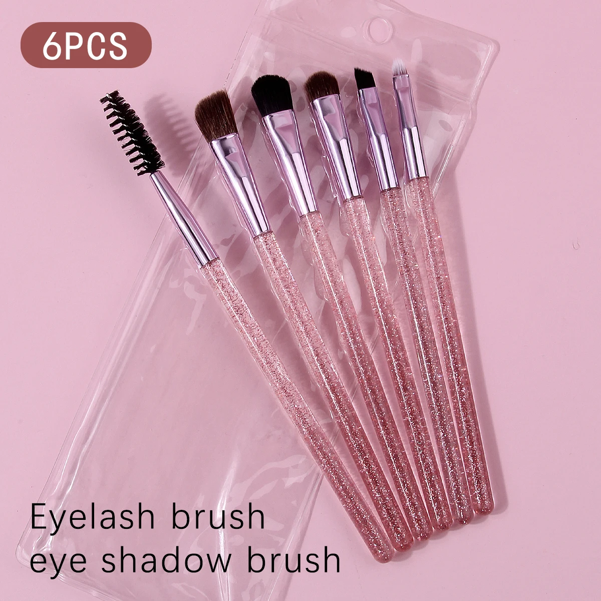 6개 파우더 충전 아이섀도 브러쉬, 블렌딩 브러쉬, 아이라이너 브러쉬, 눈썹 브러쉬, 아이 메이크업 브러쉬 세트 + 보관 가방