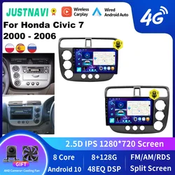 JUSTNAVI For Honda Civic 7 2000 - 2006 Android Car Radio Multimedia Stereo Android Video Player GPS AI Voice CarPlay Head Unit