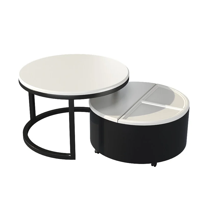 Glass tabletop and metal frame coffee table for small homes and living rooms with storage and rollers
