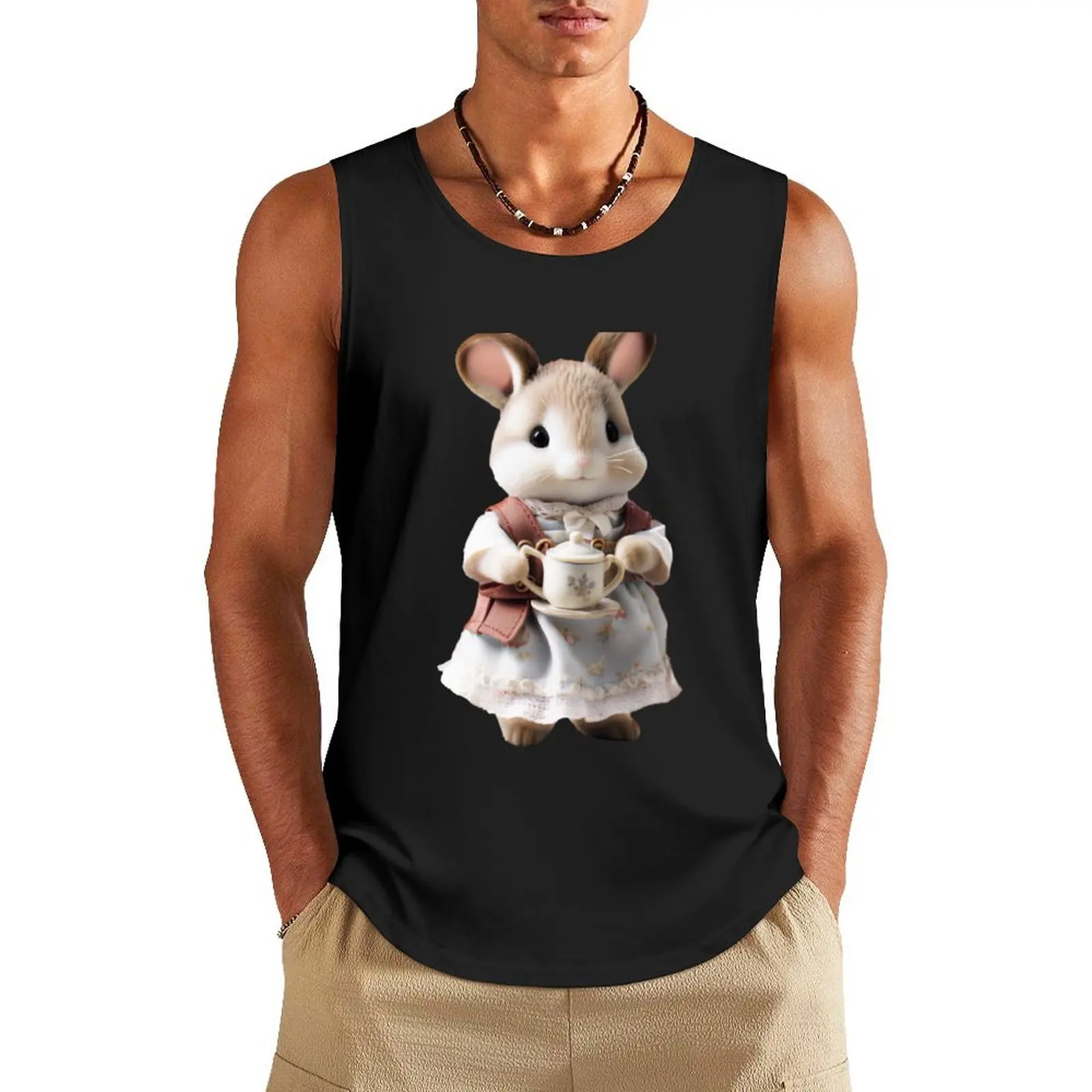 

Calico critter bunny Tank Top male top singlet for men Men sleeveless tee summer clothes man 2025