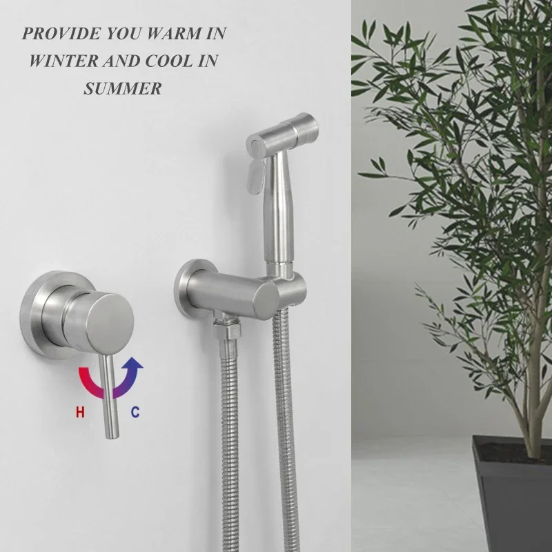 Torneiras de Bidê em Aço Inoxidável Escovado, Torneira de Chuveiro para Banheiro, Pulverizador de Bidê para Vaso Sanitário, Misturador de Lavagem de Vaso Sanitário, Chuveiro Muçulmano, Ducha Higiênica
