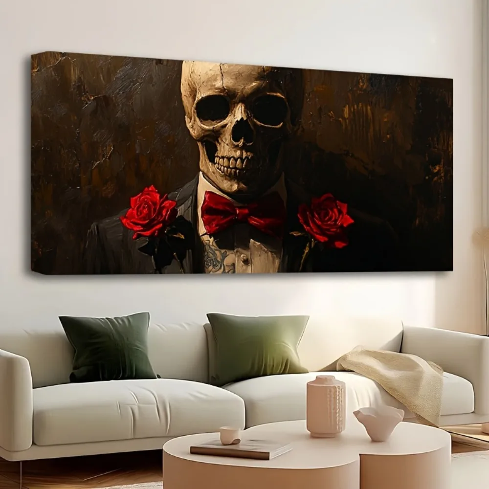 1.5 inch thick pine solid wood frame, Halloween horror Halloween art, suitable for bedroom and living room decoration