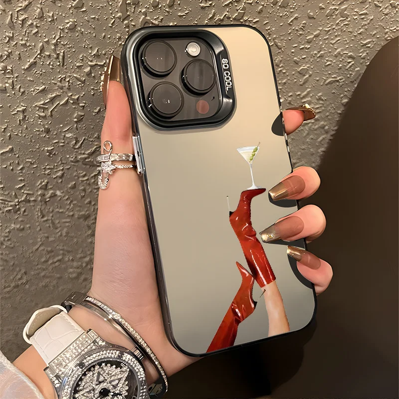 

Red high heels phone case for iPhone 16 15 14 13 12 11 Pro/ Max/Plus shock-proof rear cover anti-fingerprint