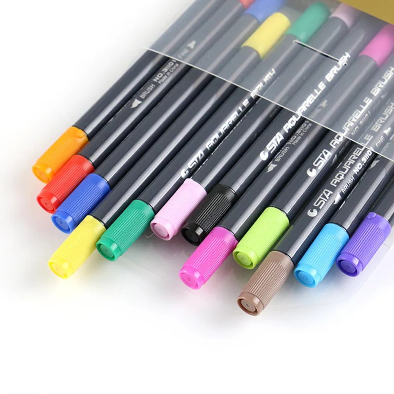 1PC Dual Tip Soft Head Brush Marker Pens Fineliner Pens Watercolor Drawing Marker