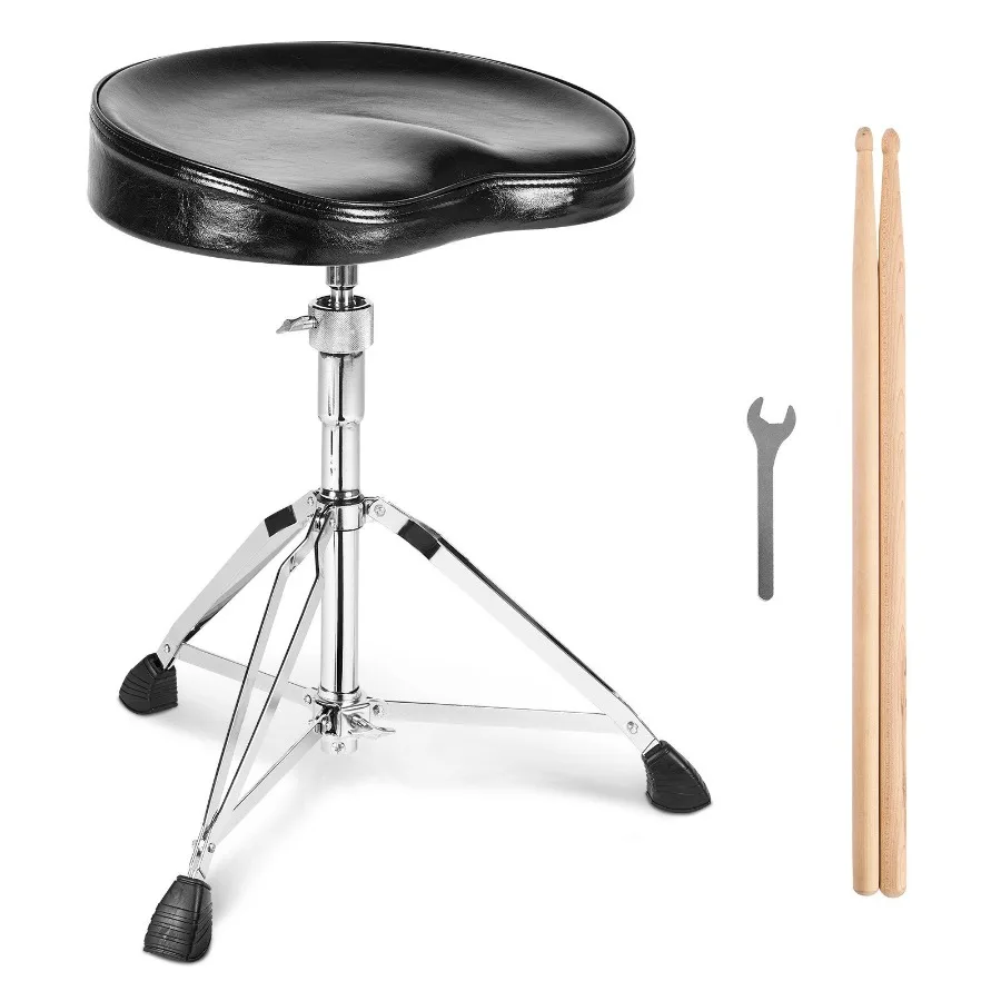 

Drum Throne 21.326.4 in 540670 mm Height Adjustable Padded Drum Stool Seat with AntiSlip Feet 5A Drumsticks 500 lbs 227 kg Max