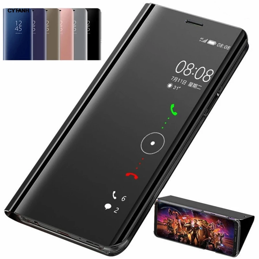 Image of Hülle für Samsung Galaxy S25 Original Magnetisch für GalaxyS25 S25Plus S25Ultra S25FE 5G Luxus Spiegel-View Smart Flip Leder Handyhülle