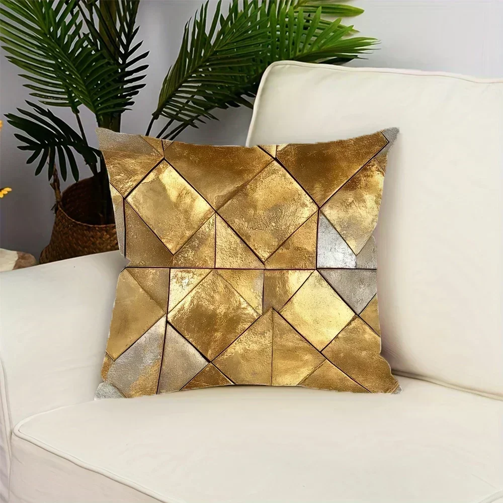 

Роскошный полный золотой тон художественный узор домашний декор наволочка гостиная диван полиэстер наволочка с застежкой-молнией