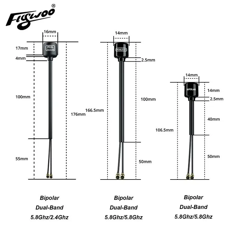 

Биполярная антенна Flywoo, двойная 5,8G и двухдиапазонная 5,8G/2,4G для воздушного блока O3/антенны O4 PRO V2, антенна UFL 90 мм/150 мм