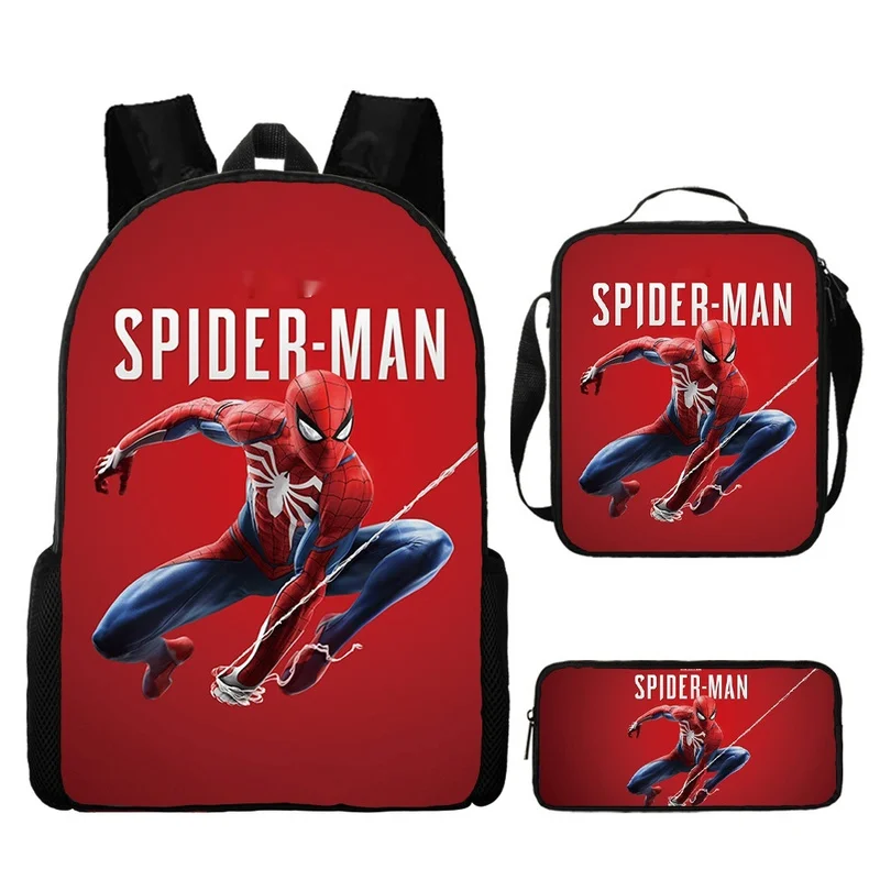 

3pcs/Set Spider-Man Backpack Set,Kids Cartoon School Bag Boys Lunch Bag Students Pencil Case, Elementary School Supplies