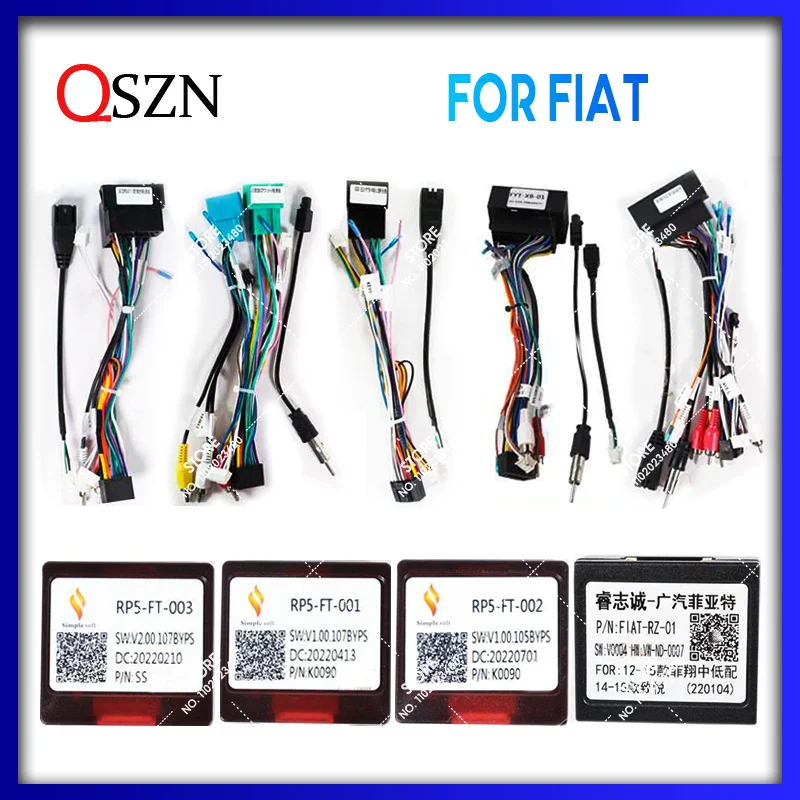 QSZN-Car Radio Canbus Box Decodificador Adaptador, cabo de alimentação, Android, Fiat 500L, 500X, DUCATO, DOBLO, UNO, FIORINO, TORO, Strada