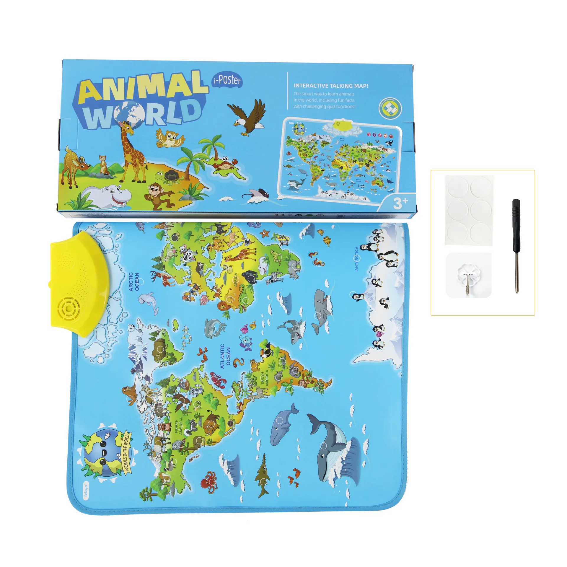 Elektroniczna mapa świata zwierząt wykres ścienny mówiący plakat muzyczny dla dzieci zabawki Montessori dla małych dzieci interaktywna zabawka edukacyjna prezent