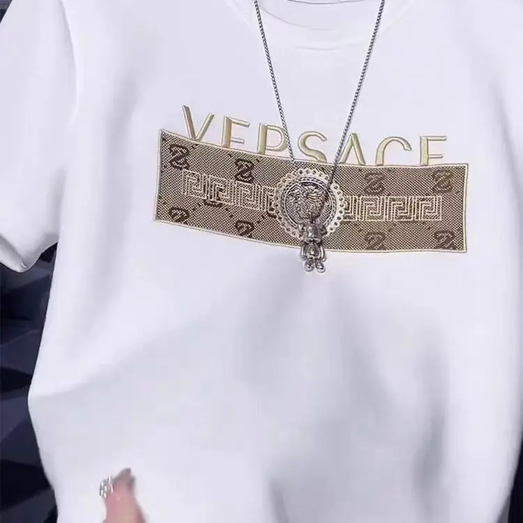 Trendy Y2K Retro Medusa Emblem Graphic T-Shirt Men Women Vintage Baroque Pattern Chest Print O-Neck Short Sleeve Tee Luxury