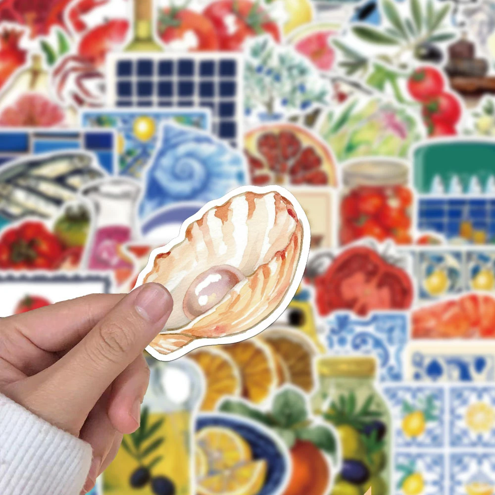 

10/30/50pcs Mediterranean Tomato Graffiti Stickers Creative Aesthetic Decals Notebook Fridge Guitar Phone Funny Cartoon Sticker