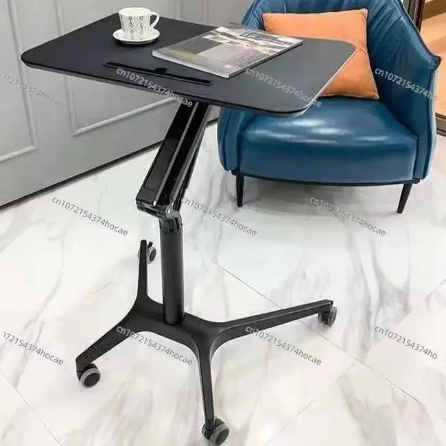 Smart pneumatic lifting table, portable movable desk suitable for laptop office and home leisure.