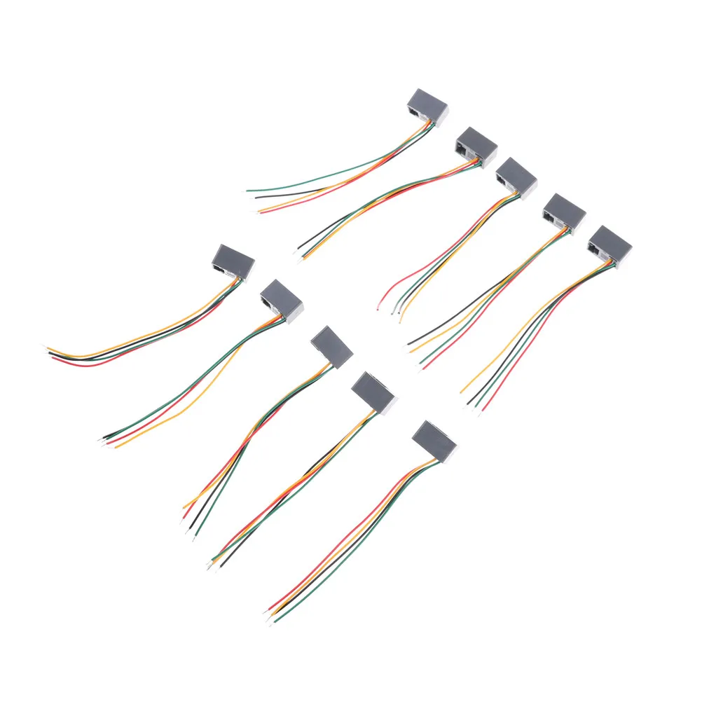 10 Pcs 616E 4P4C RJ9 Female Telephone Connector Adapter with 4 Wires