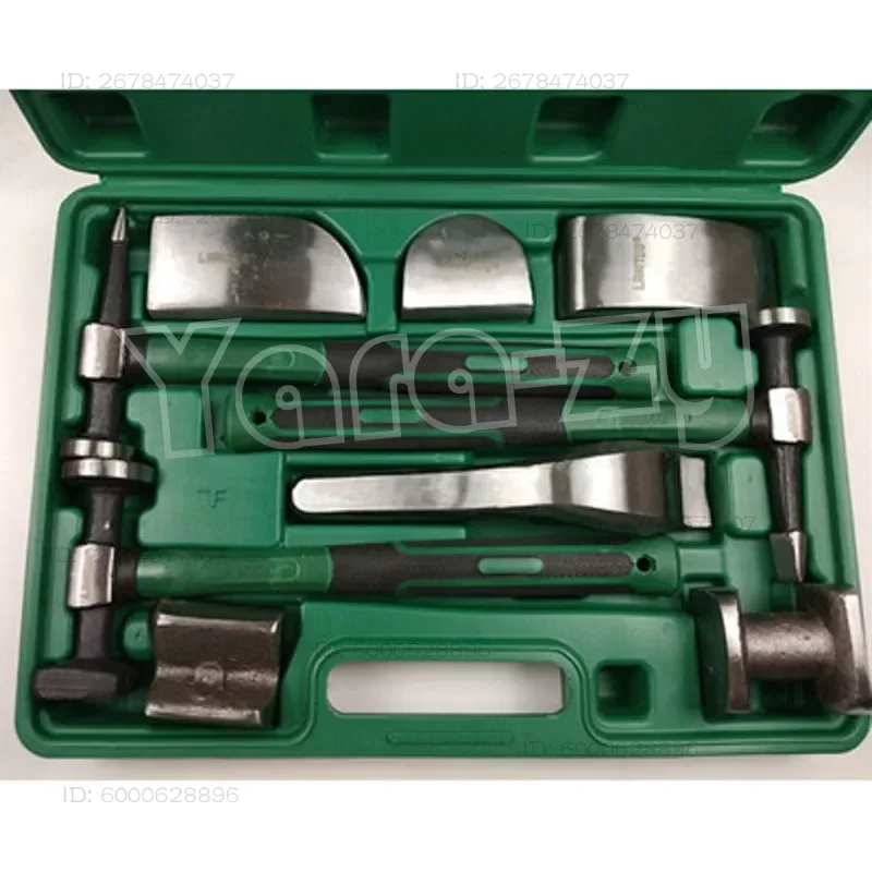 9PCS Set Sheet Metal Concave Repair Tools Auto Sheet Metal Hammer Set Flat Head Sheet Metal Tool Horn Car Dent Repair Tool.