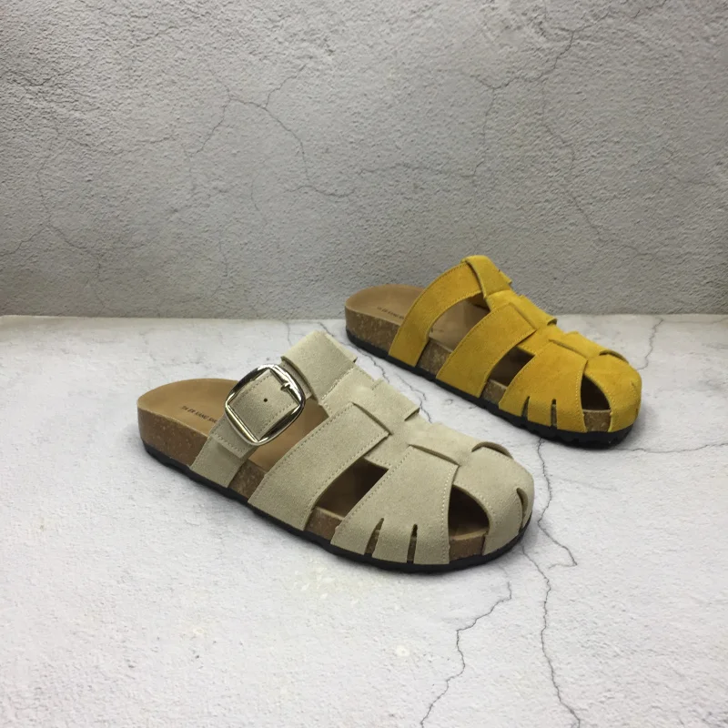 

Faionable Flat Roman Sle Women's Sandals Spring 2025 Discounted Footwear Leather Upper Slip-On Slippers Low Heel