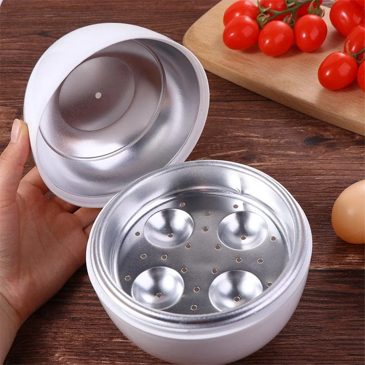 A72P Microwave Egg Boiler Quick 5-Minute Cooker for Hard or Soft Boiled Eggs Steams Up to 4 Eggs Multi-Use Steamer Function