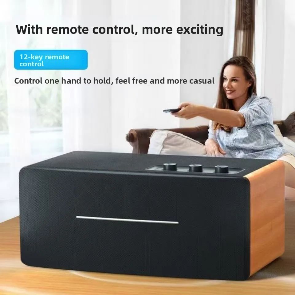 D12 ワイヤレス Bluetooth 木製スピーカー サブウーファー内蔵ステレオ