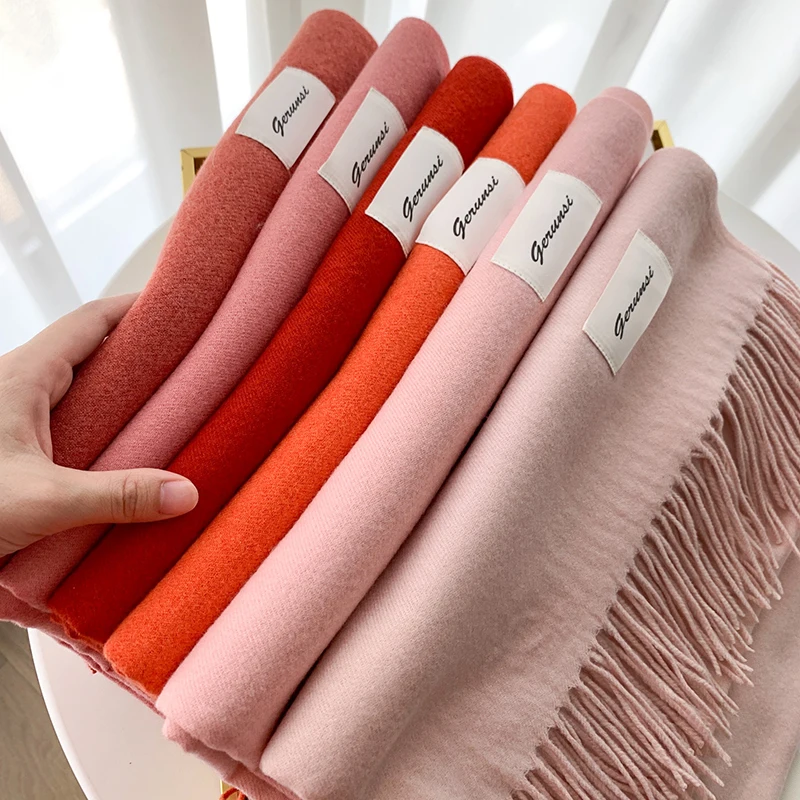 VISROVER new 34 colors woman cashmere winter scarf fashion female Wool handfeel Winter shawl  solid color winter wraps Gift