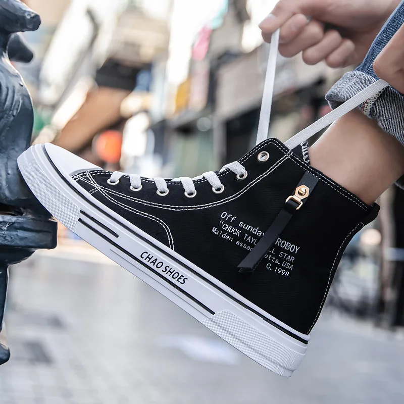 New Fashionable High Top Men's Canvas Shoes Korean Version Breathable Student Casual Sports Shoes Single Shoe