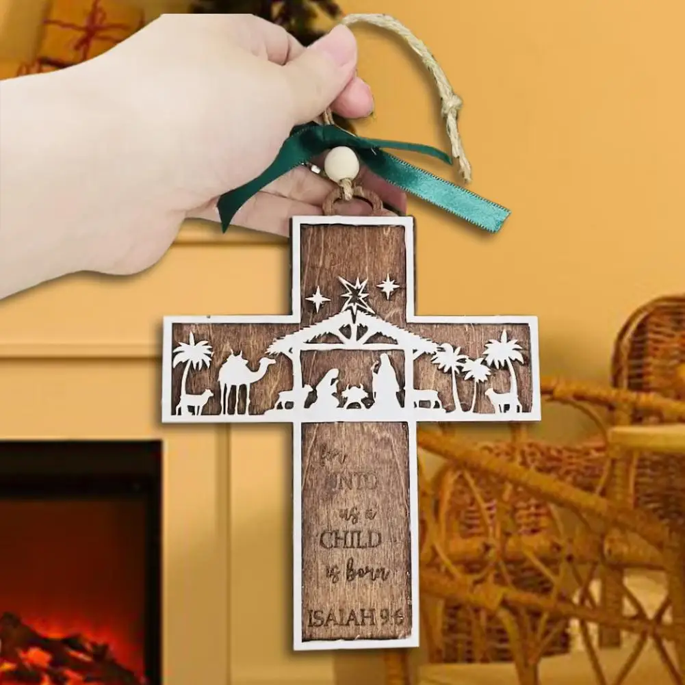 

Pendant Nativity Scene Durable Wooden Wooden Nativity Scene Ornaments for Christmas Tree Holy Family Decorations Home Blessings
