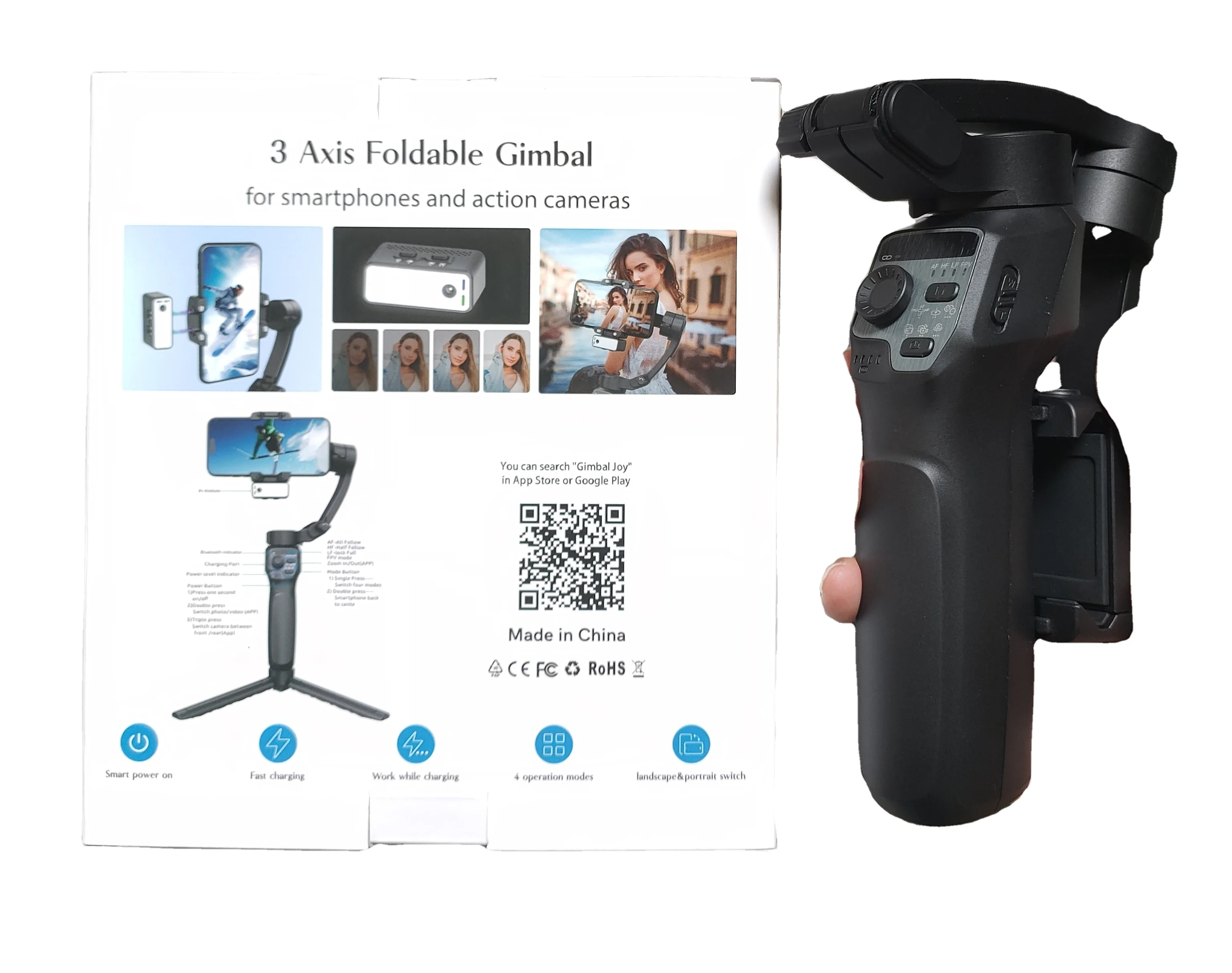 

New F12 5-in-1 Gimbal Stabilizer With AI Vision Face & Rotation Tracking Phone Tripod For Camera For Phone Users