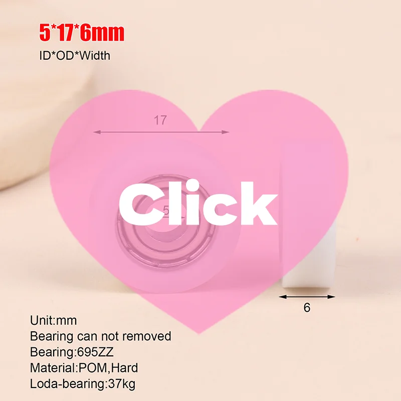 5*17*6mm Nylon Plastic Roller Guide Wheel 695zz Bearing Wheel POM Drawer Window Door Pulley Roller