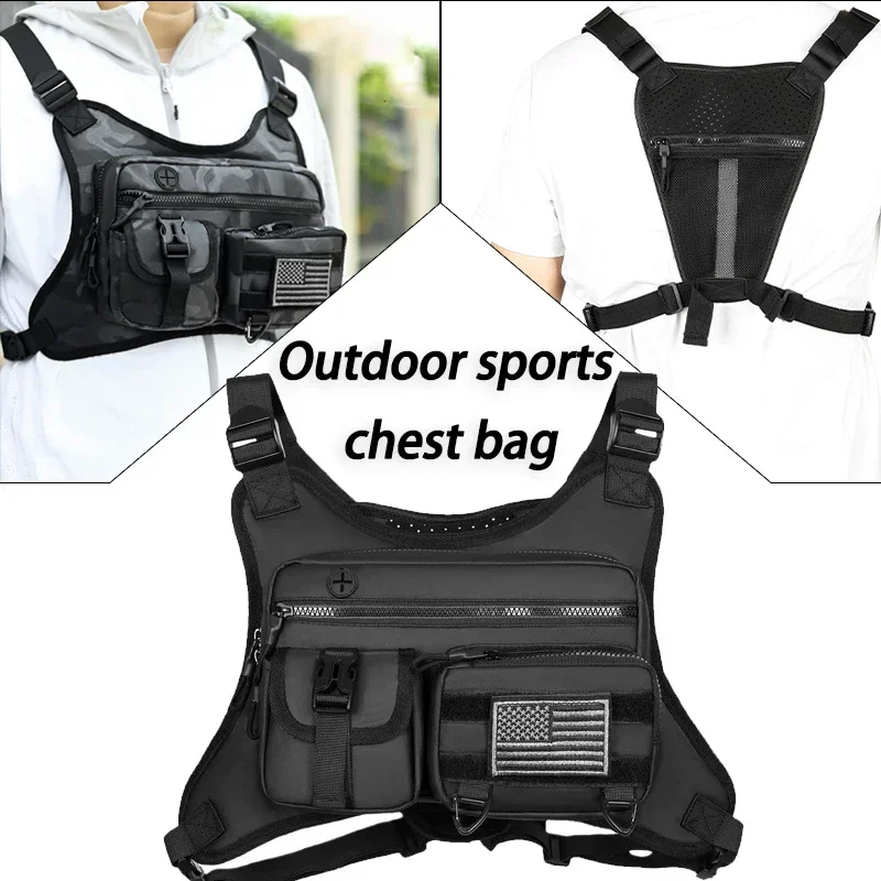 

Front Sports Chest Bag With Adjustable Straps Vest bag Shoulder Backpack Large Capacity Outdoor Cycling Climbing bags Women Men