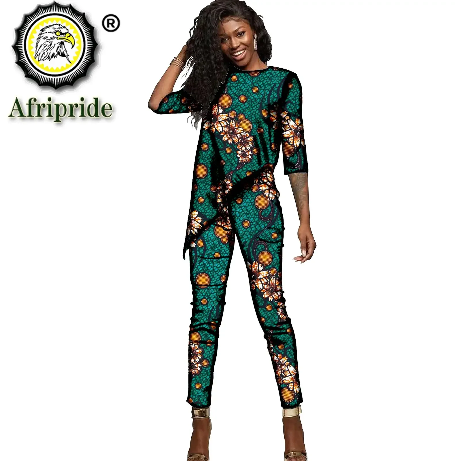 African Clothes for Women Print Shirt with Trousers Two Piece Outfits Pure Cotton Wax Attire Casual Tracksuit Plus Size S2026021