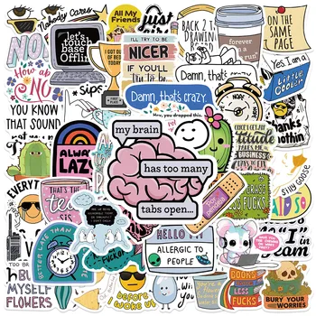 50 stuks grappige cartoon sarcastische stickers voor bagage laptop gitaar telefoon skateboard waterdichte graffiti vinyl fiets auto stickers