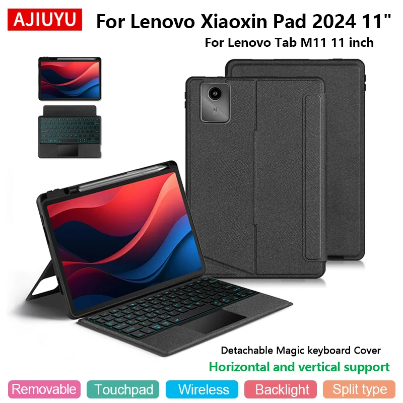 

Клавиатура для Lenovo Tab M11, 11 дюймов TB-330FU Xiaoxin Pad 2024 11 TB-331FC, чехол Magic Smart Keyboard, сенсорная панель с подсветкой