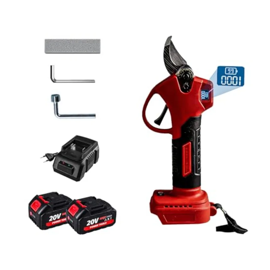 

Cordless Brushless Electric Pruning Shears with 2 x 20V 2.0Ah Batteries Charger SK5 Steel Blades 30 mm Cutting Capacity Green H