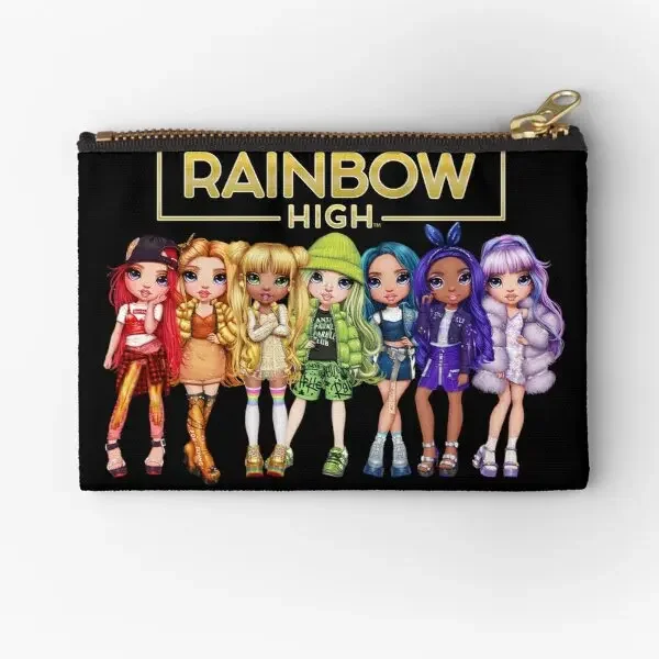 Чехлы на молнии с основными персонажами и логотипом Rainbow High, чистый бумажник, маленькая сумка для хранения, мужские носки, трусики, карман для монет, денег, ключей