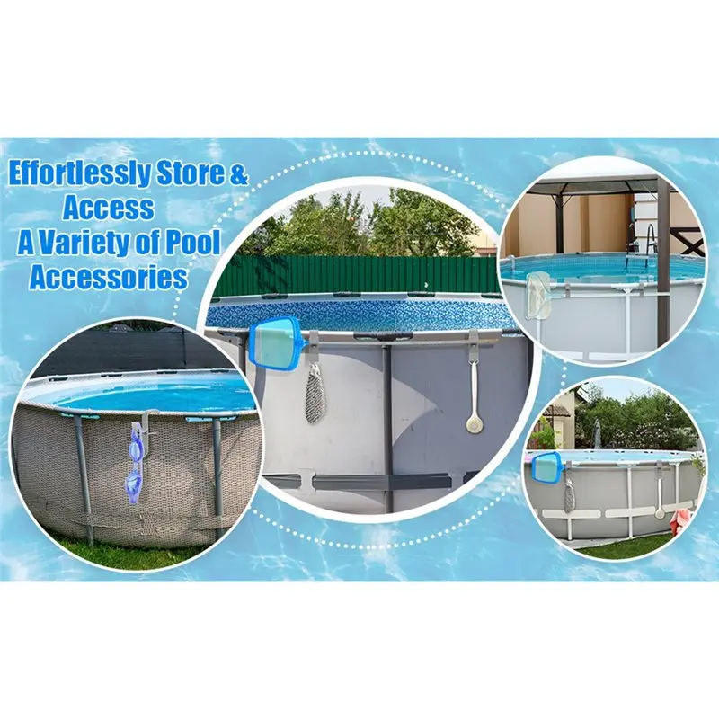 【SPECIAL】Swimming Pool Pipe Storage Rack For Above Ground Pools Poolside Leaf Skimmer Net Holder Outdoor Hook Bracket