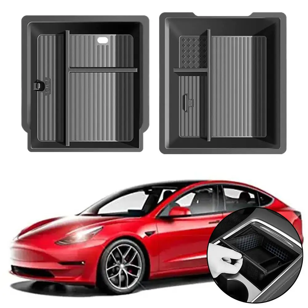 ل تسلا موديل/3 وحدة التحكم المركزية درج منظم الصندوق الأسود الداخلي تخزين الملحقات ABS مسند الذراع مادة سهلة إدراج إعادة E8E6 #5