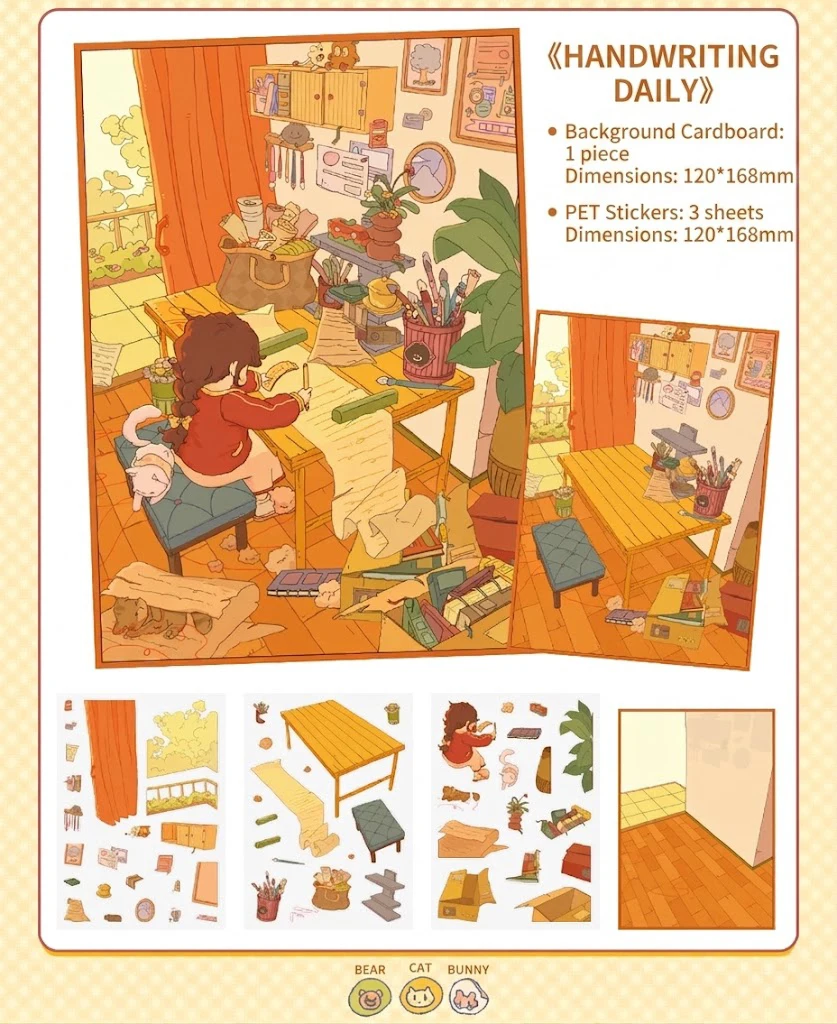HEYBAO Anniversary Mini Scene Book | Japanese Retro Comic Stickers & Cards, for Journal & Scrapbook Decor