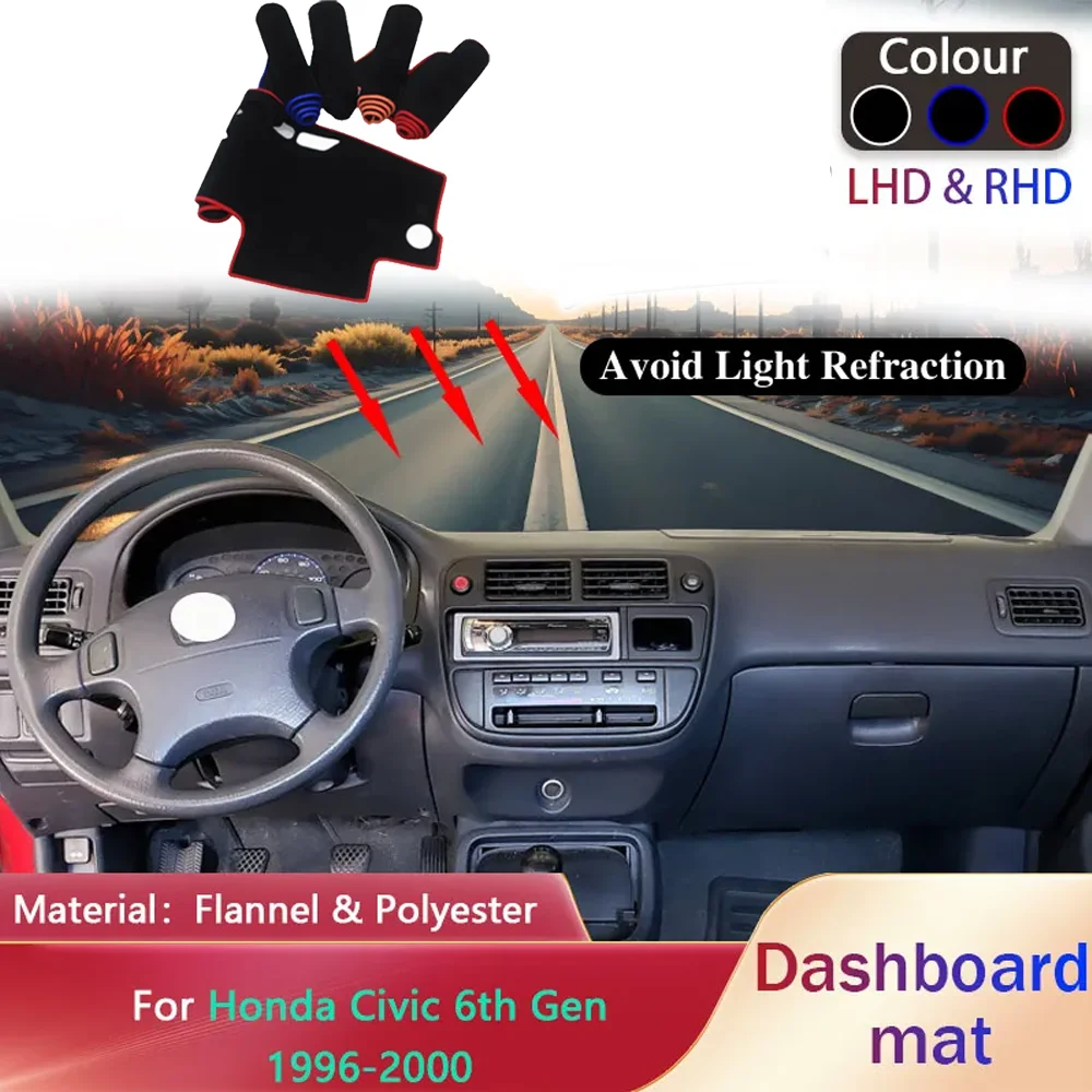 

Коврик на приборную панель автомобиля для Honda Civic Ballade Ferio 6-го поколения EM EK 1996 1997 1998 1999 2000, солнцезащитный коврик, коврик, аксессуары