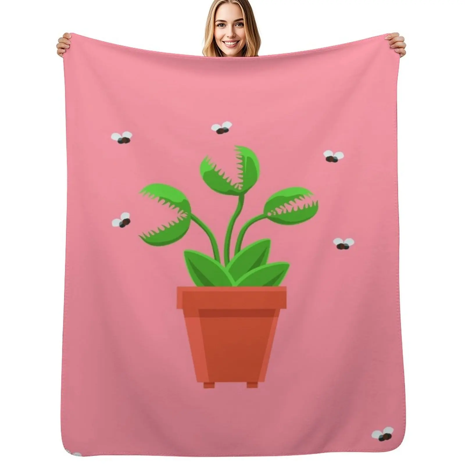 

pink venus fly trap Throw Blanket Cozy Home Blanket Gift for Christmas Holiday