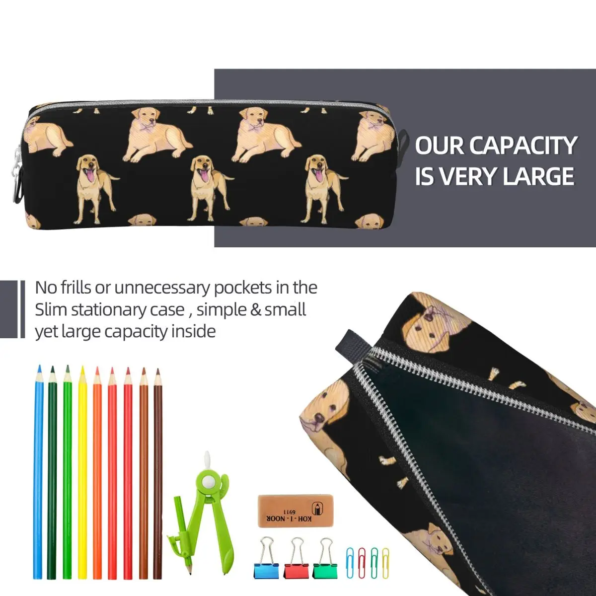 Labrador Retriever Pattern Pencil Cases Large Capacity Pen Bags Pen Box For Boys Girls Stationery Pencil Pouch Cosmetic bag