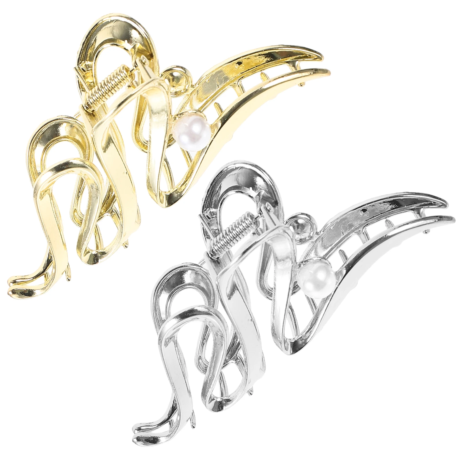 

2pcs Pearl Claw Clips Silver Gold Large Accessories for Large Clips For Thick Hair Women Styling Thick Thin Hair